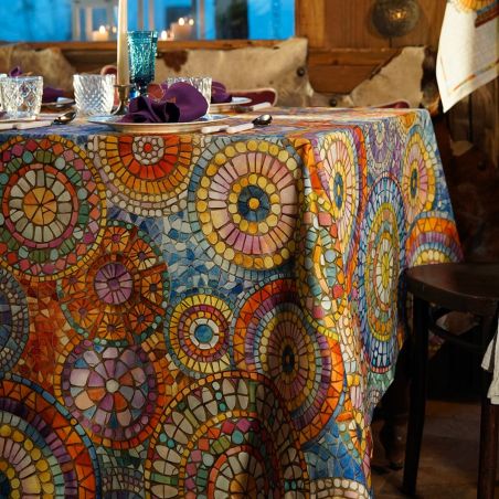 Tischtuch aus Baumwolle 170x360 von Tessitura Toscana Monreale in der Farbe Orange für 18 Personen