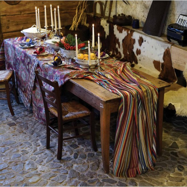 Tischtuch quadratisch aus Leinen, 170x170 cm von Tessitura Toscana Fusion in der Farbe Bordeaux