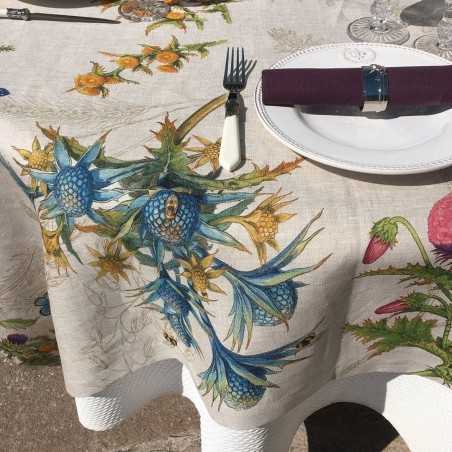 Chemin de table en lin 85x85 Tessitura Toscana Cynar couleur Naturelle