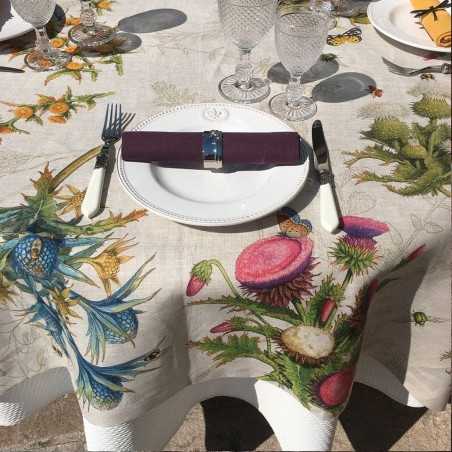 Tischläufer aus Leinen 85x85 von Tessitura Toscana Cynar in der Farbe Natur für 6 Personen