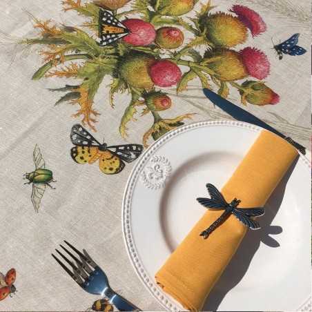 Tischtuch quadratisch aus Leinen, 170x170 cm, von Tessitura Toscana Cynar in der Farbe Natur