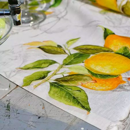 Chemin de table en lin 85x85 Tessitura Toscana Limoncello couleur Jaune