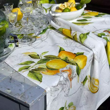 Tischläufer aus Leinen 85x85 von Tessitura Toscana Limoncello in der Farbe Gelb