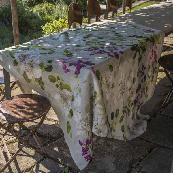 Chemin de table en coton 85x85 Tessitura Toscana Biscondola couleur Gris