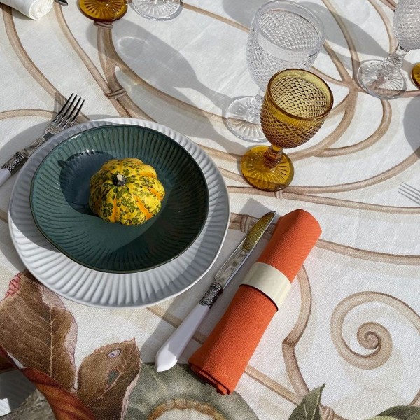 Nappe en lin 170x360 Tessitura Toscana Cenerentola couleur Orange pour 18 personnes