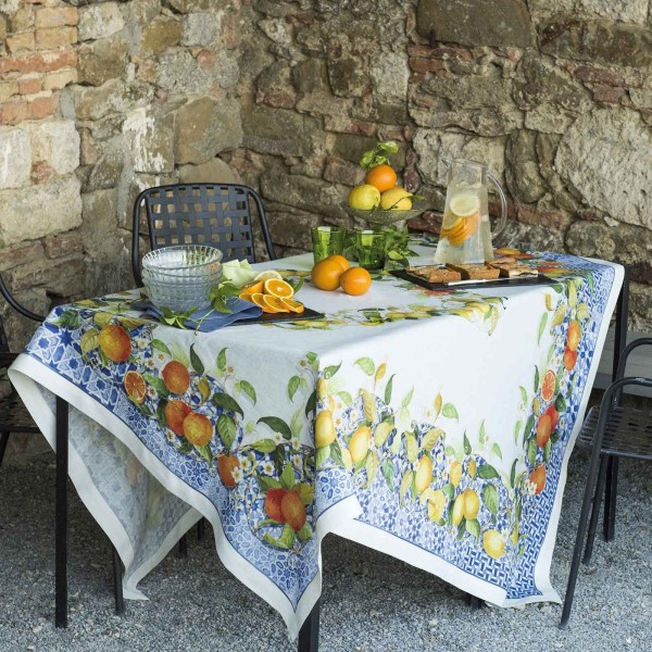 Leinen-Tischtuch 170x270 von Tessitura Toscana Barnum in der Farbe Natur für 12 Personen
