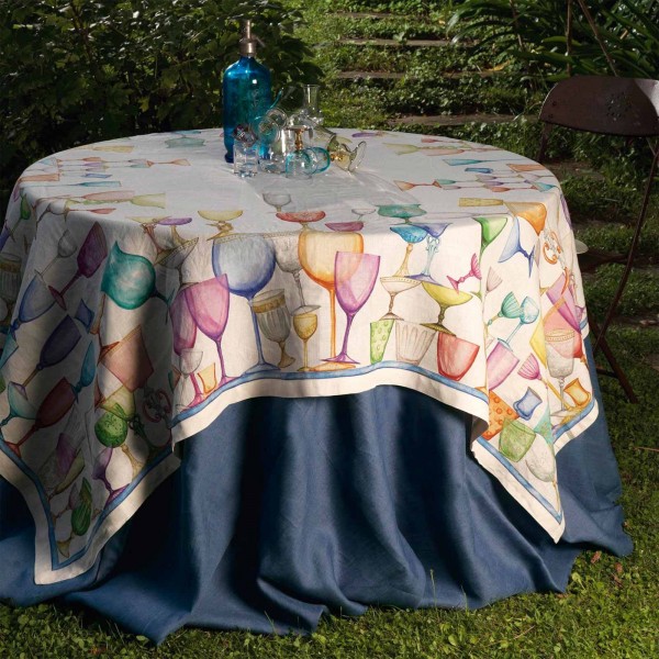 Tischtuch aus Leinen 160x230 von Tessitura Toscana Crystal Leinenfarbe für 8 Personen