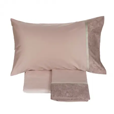 Completo lenzuola piazza e mezza flanella Fazzini Galuchat rosa boho