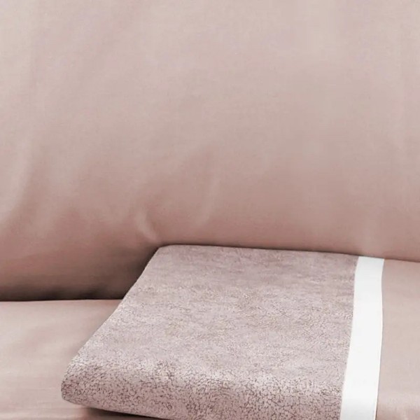 Completo lenzuola piazza e mezza flanella Fazzini Galuchat rosa boho