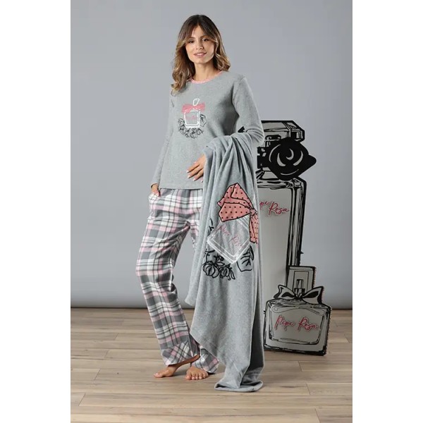 Pigiama donna MaryPlaid 6P83019 colore Grigio e Rosa