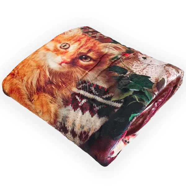 Plaid in Velluto 140x170 cm Double Face con Retro in Eco-Pelliccia - Art Deco Soffio Gatti