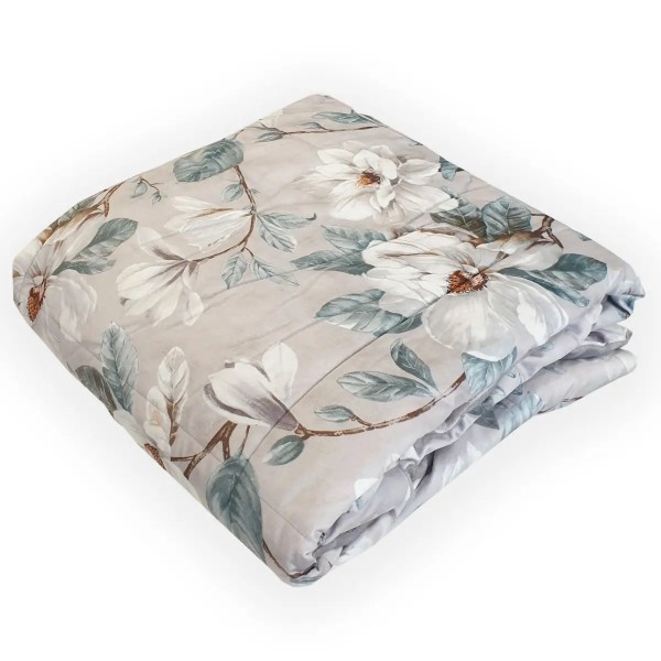 Plaid in Velluto 140x170 cm Double Face con Retro in Eco-Pelliccia - Art Deco Floreale colore Grigio