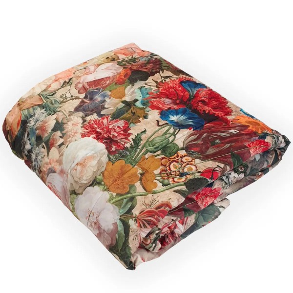 Plaid in Velluto 140x170 cm Double Face con Retro in Eco-Pelliccia - Art Deco Floreale