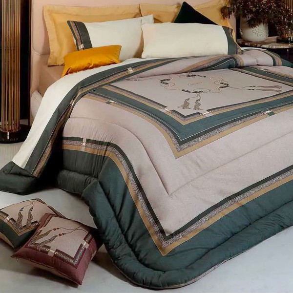 Trapunta in raso letto Matrimoniale Borbonese Ascot colore Tortora