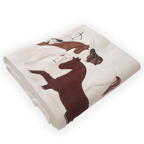 Coperta plaid 160x180 Maryplaid Cavalli 6M33110 colore Bianco Latte