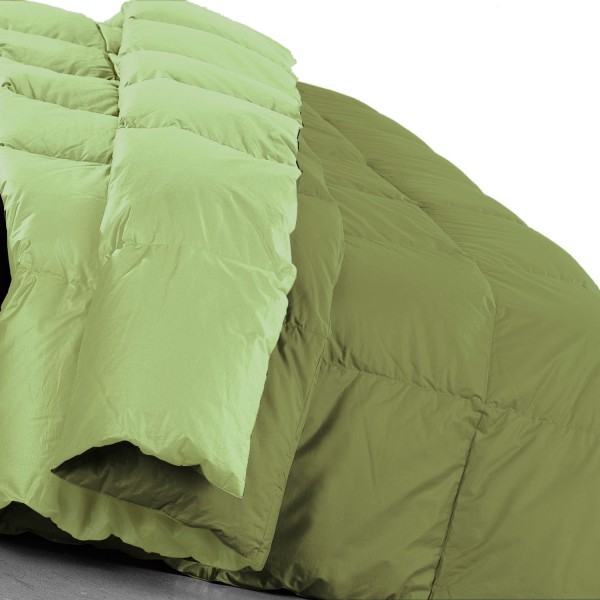 Couette en plumes bicolore pour lit double DaunenStep Duna Bosco Incantato couleur vert clair/vert foncé CLASSIC WINTER
