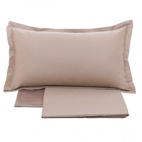 Completo lenzuola letto Matrimoniale in Raso Borbonese Royal colore Nocciola