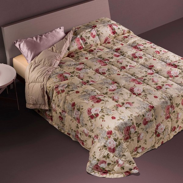 Trapunta in piuma letto matrimoniale DaunenStep Bellapiuma Floreale Winter colore Rosa