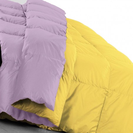 Couette en plumes bicolore matrimoniale DaunenStep Duna, couleur jaune/violet CLASSIC WINTER