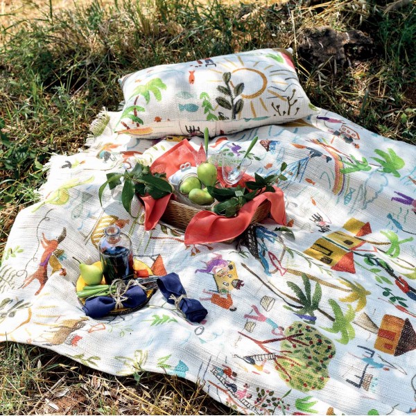 Stone-washed-Baumwolldecke für Doppelbett von Tessitura Toscana Creole T&Linus, Farbe Creme