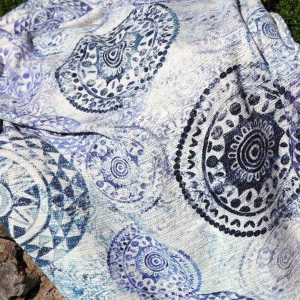 Couverture en coton stone washed pour lit double Tessitura Toscana Plankton T&Linus couleur Bleu