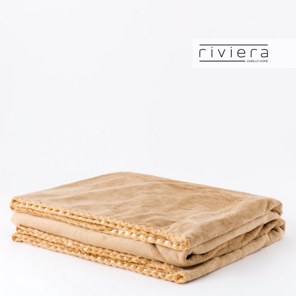 Plaid letto matrimoniale cm 160x210 Carillo Bunny colore beige seppia