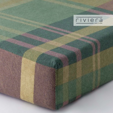 Completo lenzuola in flanella letto Singolo Carillo Riviera Edgard colore Verde Edera