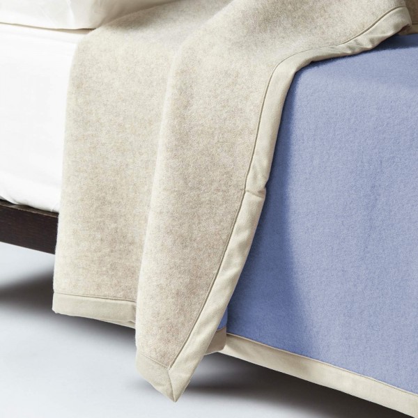 Coperta in lana letto matrimoniale Lanerossi Thema colore celeste/ecru