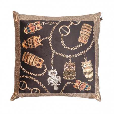 Cuscino arredo in velluto 43x43 Borbonese Iconic Lucky colore Marrone