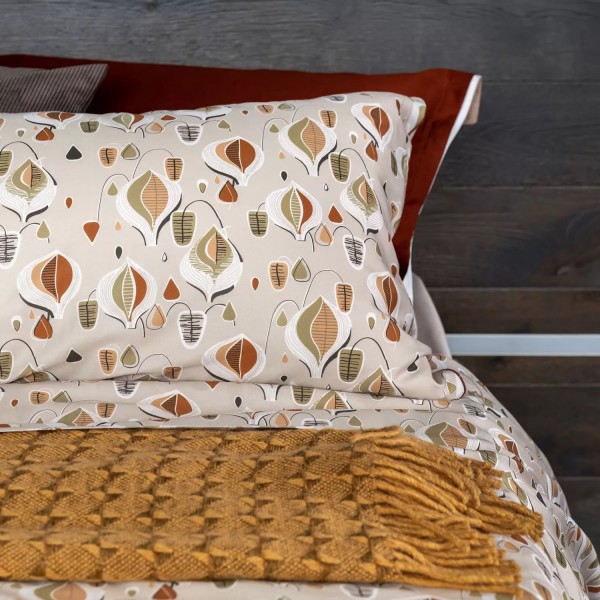 Doppelbett-Bettwäscheset aus Baumwollsatin, Galizzi Arianna, Farbe Stein