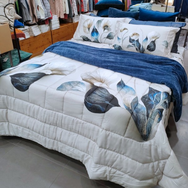 Doppelbettdecke aus Baumwollsatin, Galizzi Bella, Farbe Stein