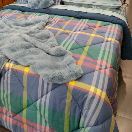 Completo lenzuola letto Matrimoniale Carillo Riviera Terence colore Denim