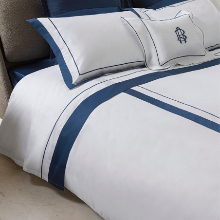Komplettes Doppelbett-Bettwäscheset Fazzini Darsena in Weiß und Blau