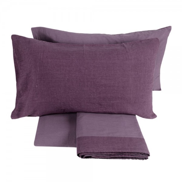 Completo Lenzuola letto Matrimoniale Fazzini Incontri colore Purple