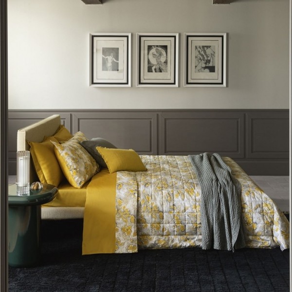 Doppelbett-Steppdecke Fazzini Chinoiserie in der Farbe Gold