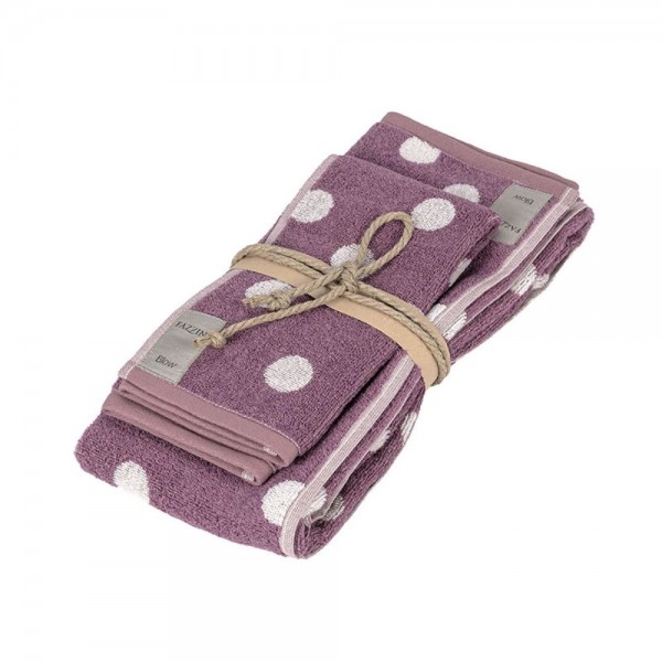Coppia asciugamani 1+1 Fazzini Pois colore Purple