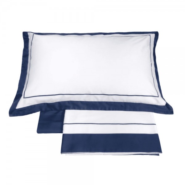 Komplettes Doppelbett-Bettwäscheset Fazzini Darsena in Weiß und Blau