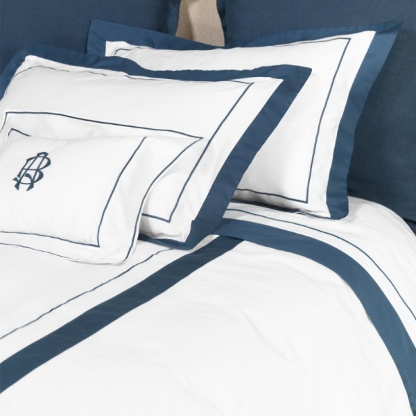 Ensemble de draps pour lit double Fazzini Darsena blanc et bleu