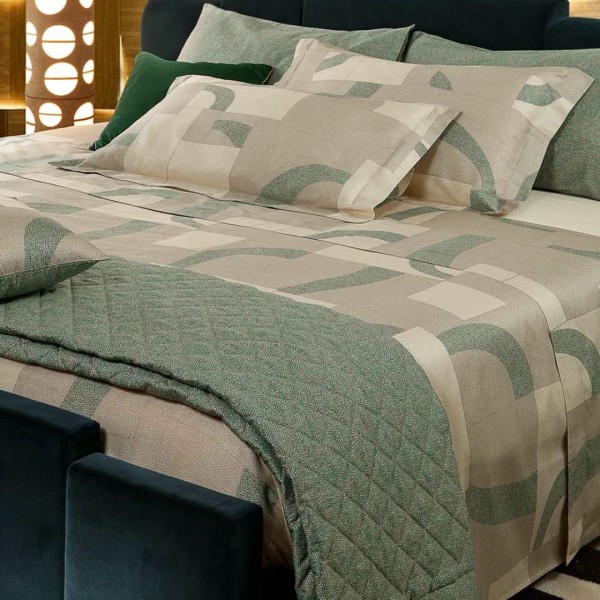 Leichte Steppdecke für Doppelbett Borbonese Domino Farbe Jadegrün