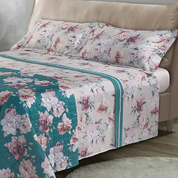 Komplette Bettlaken-Set Cavalieri Imprimes für ein Doppelbett in der Farbe Sabine