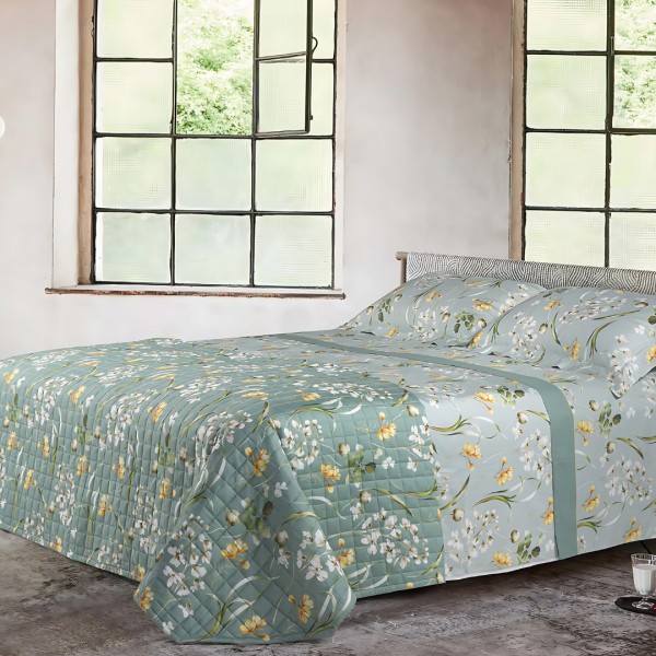 Doppelbett-Cover Cavalieri Imprimes aus Satin in der Farbe Emeline