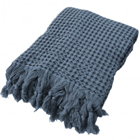 Plaid 130x170 cm mit Waffelmuster Cavalieri Lisbona in der Farbe Denim