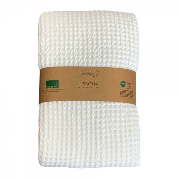 Couvre-lit pour lit simple en nid d'abeille Cavalieri Lisbona, couleur blanc