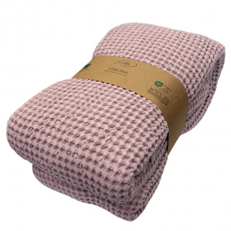 Couvre-lit pour lit simple en nid d'abeille Cavalieri Lisbona, couleur rose