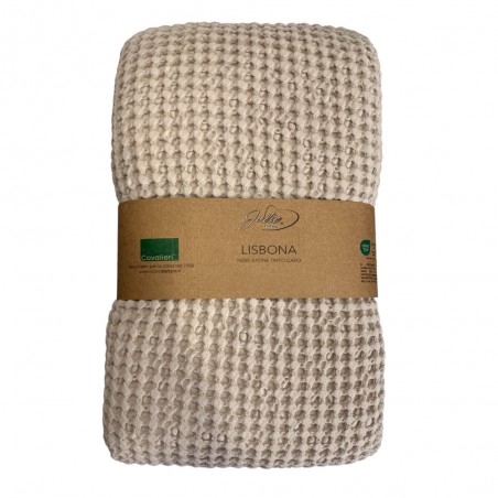 Einzelbettdecke mit Waffelmuster Cavalieri Lisbona in der Farbe Sand