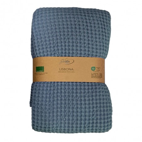 Copriletto letto singolo a nido d'ape Cavalieri Lisbona colore denim