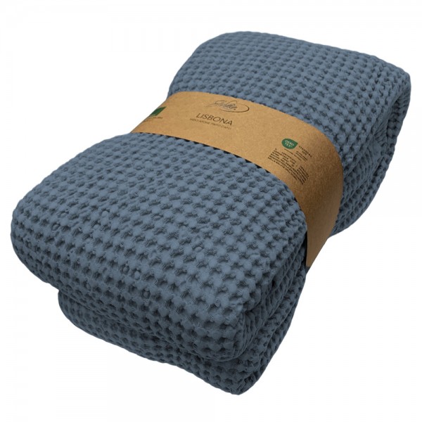 Copriletto letto singolo a nido d'ape Cavalieri Lisbona colore denim