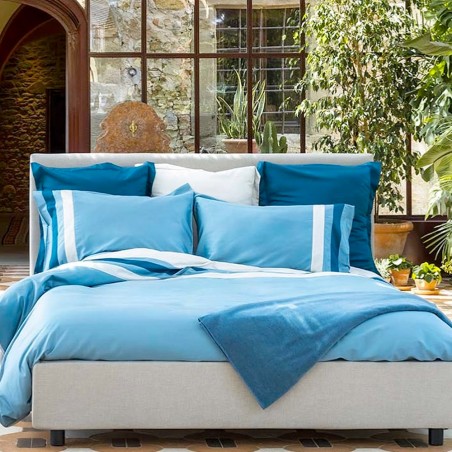 Komplette Bettlaken-Set Cavalieri Michelangelo für ein Doppelbett aus Satin in Salbeifarbe