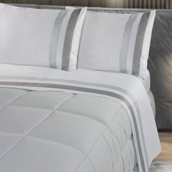 Komplette Bettlaken-Set Cavalieri Michelangelo für ein Doppelbett aus Satin in der Farbe Elfenbeinperle