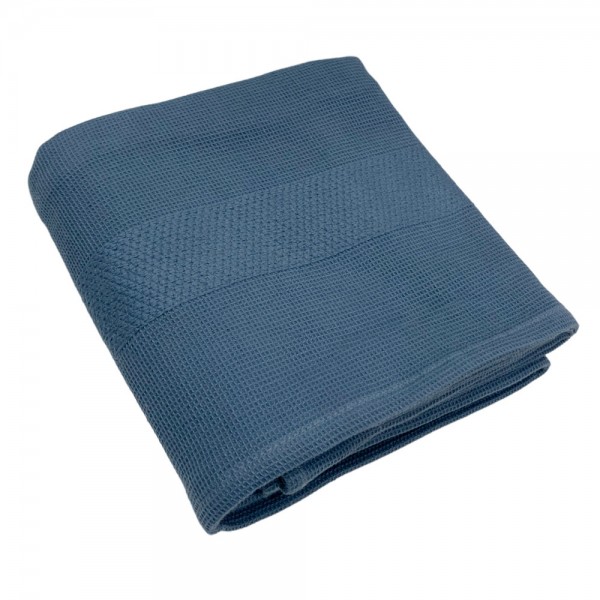 Telo doccia 100x150 cm Cavalieri Morgan Nido d'Ape colore Denim